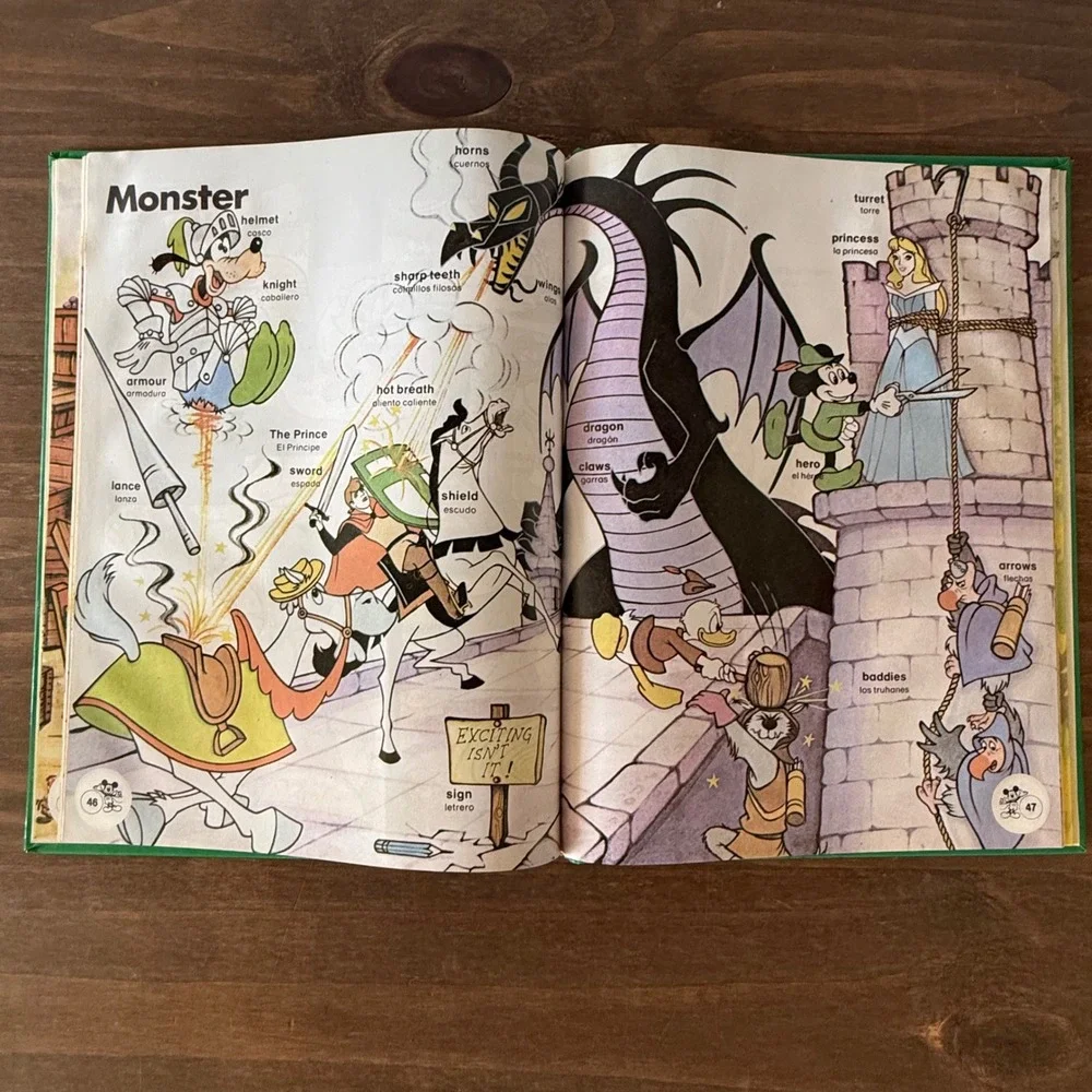 Lot of 4 Vintage Disney Mickey Mouse Bilingual Spanish English Vocabulary Books